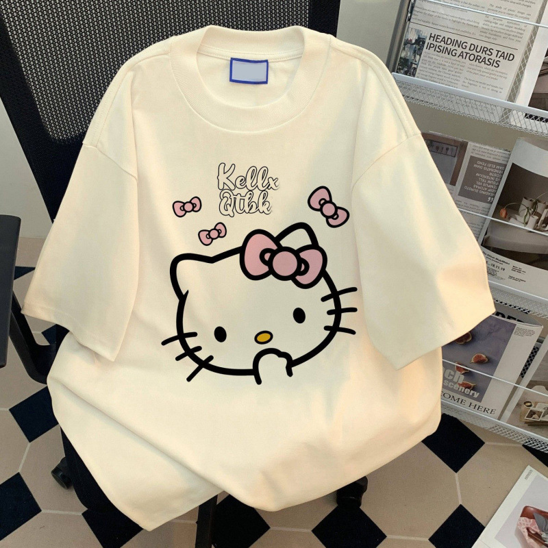 Hot Girl Round Neck Low-Waist Short-Sleeved T-Shirt for Women Taiwan Asia Hello Kitty Cartoon Creative Cute Girly Feeling Kt Cat Hot Girl Round Neck Low-Waist Short-Sleeved T-Shirt for Women Taiwan Asia Hello Kitty Cartoon Creative Cute Girly Feeling Kt Cat
