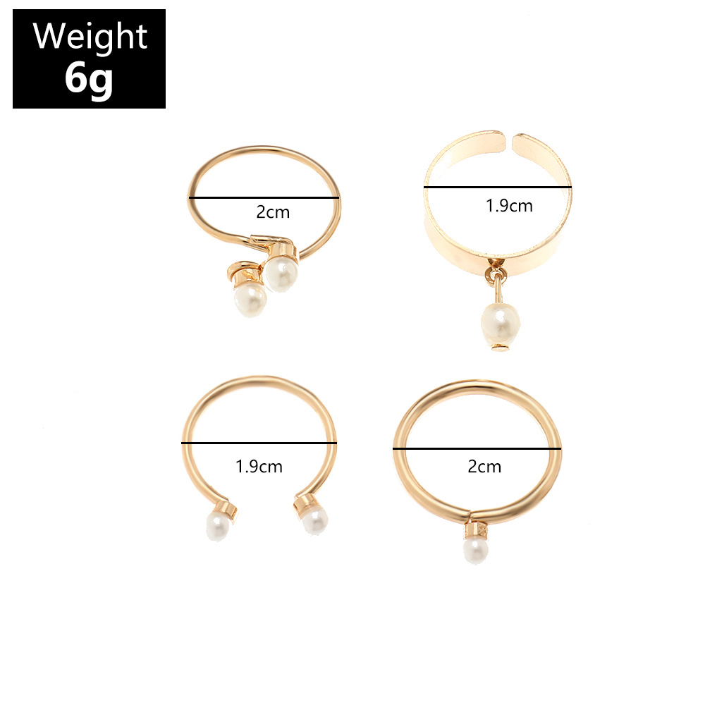 Fashion Opening Adjustable Pearl Alloy Ring Set display picture 1