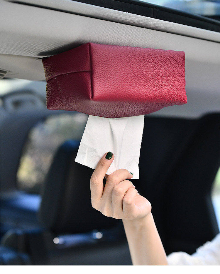 Magnetic Car Tissue Box, In-Car Tissue Holder, Car Hanging Bag, Sun Visor Center Console High-End Tissue Hanging Bag