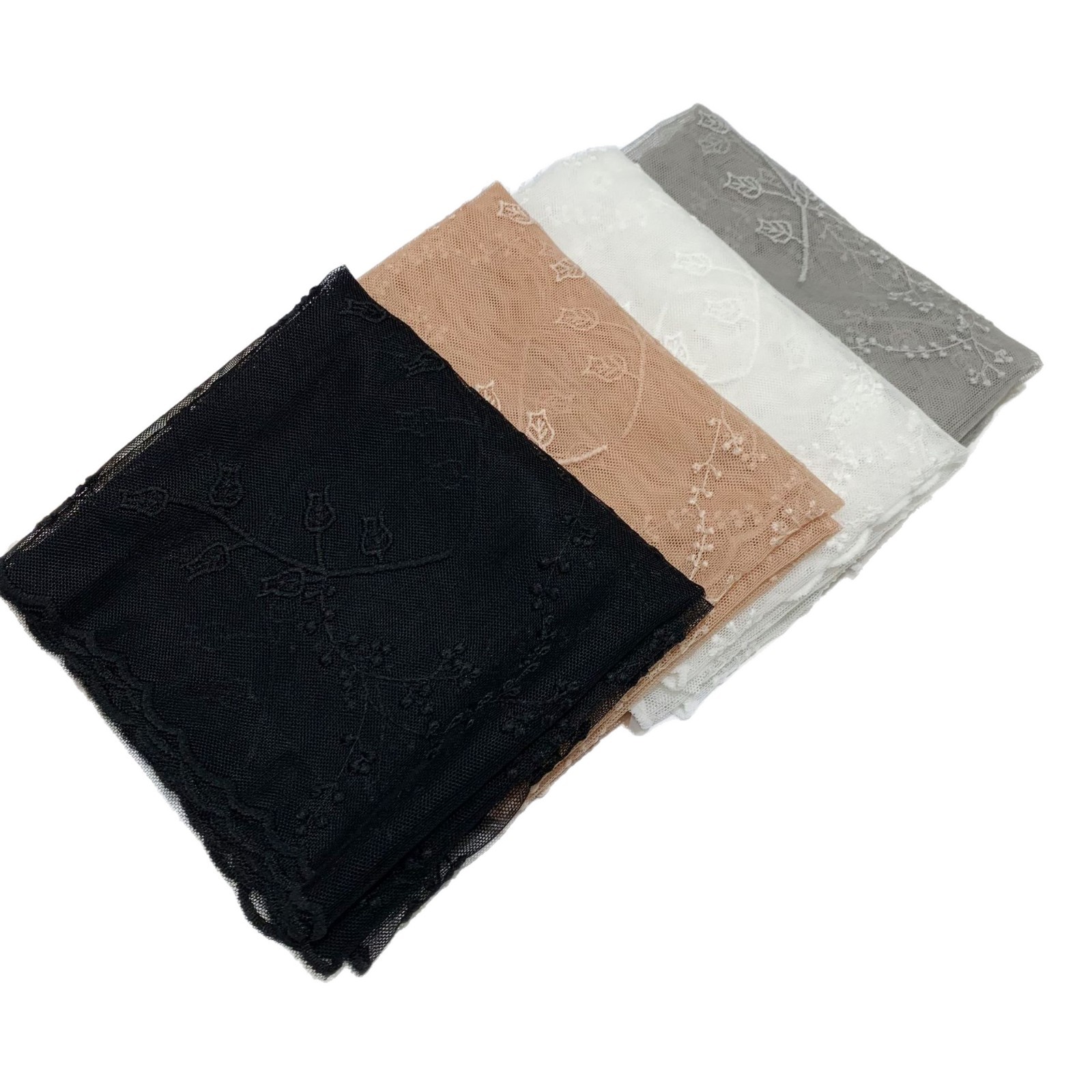 Pañuelo Fino de Encaje Bordado Estilo Francés de Poliéster Suave para Primavera y Otoño