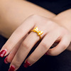 Brass adjustable ring with bow, simple and elegant design, bright catchy style