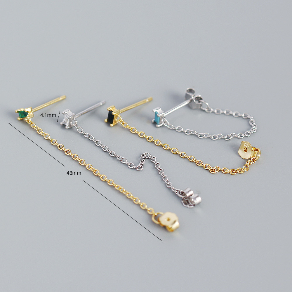 Fashion Tassel Sterling Silver Plating Zircon Drop Earrings 1 Pair