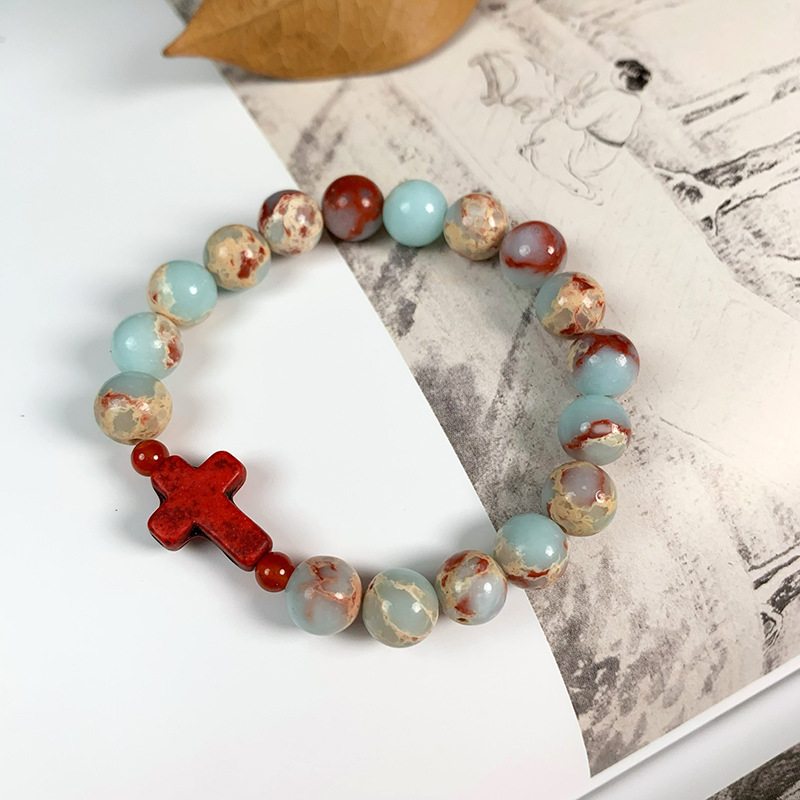 Ethnic Style Cross Agate Beaded Bracelets