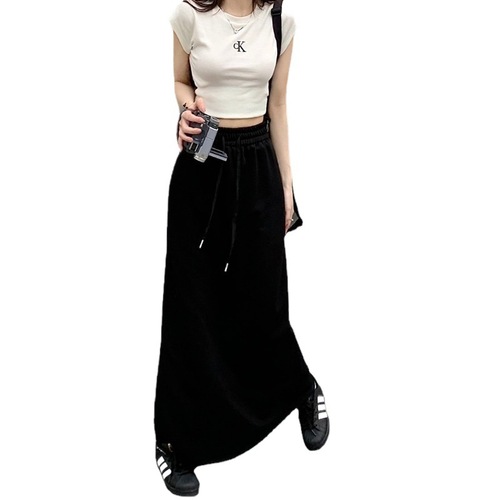 Black High-Waisted Semi-Body Skirt for Women -  Summer New Design Style, Unique Skirt, Body-Con Skirt, Medium Length A-Line Skirt