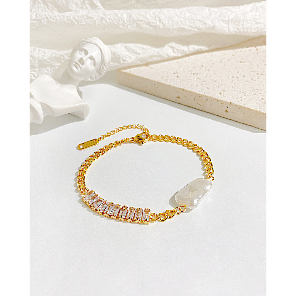 Fashion Geometric Stainless Steel Inlay Zircon Bracelets 1 Piece