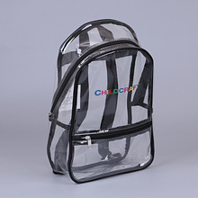 工资亚马逊透明户外双肩背包pvc车缝多格拉链书包电脑包塑料袋