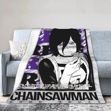 跨境供应电锯人蕾塞二次元主题图案法兰绒毛毯居家柔软保暖盖毯