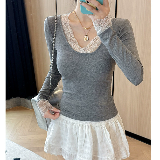 Кружевное демисезонное тёплое длинный рукав, кружевное платье, Slim fit