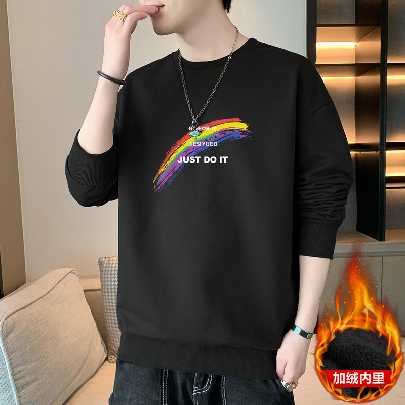 In stock special offer autumn and winter New Generation 2023 trendy men's rainbow print fleece-lined sweater JR031-P19 In stock special offer autumn and winter New Generation 2023 trendy men's rainbow print fleece-lined sweater JR031-P19