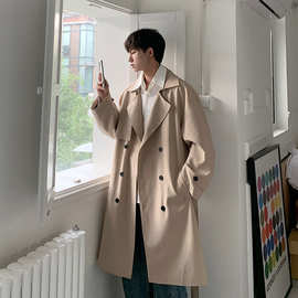 WASSUP NEST韩版高级感风衣男士2024春季中长款英伦宽松大衣外套