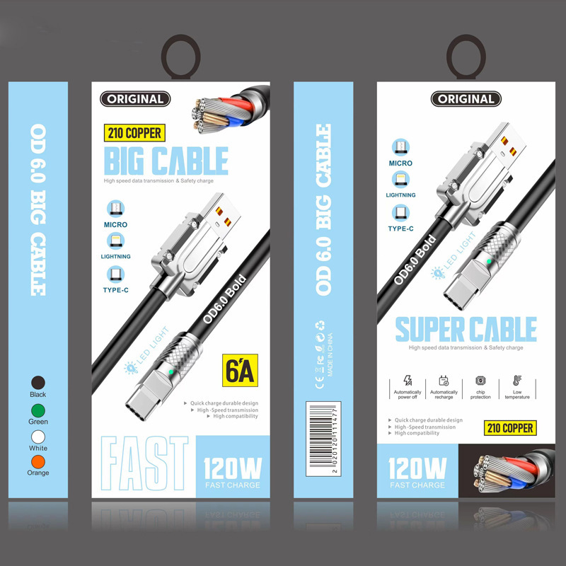 Aplicable 6A Apple teléfono móvil cable de datos tipo c cable de carga tres en uno Android Huawei teléfono de carga rápida cable de cliente silicona