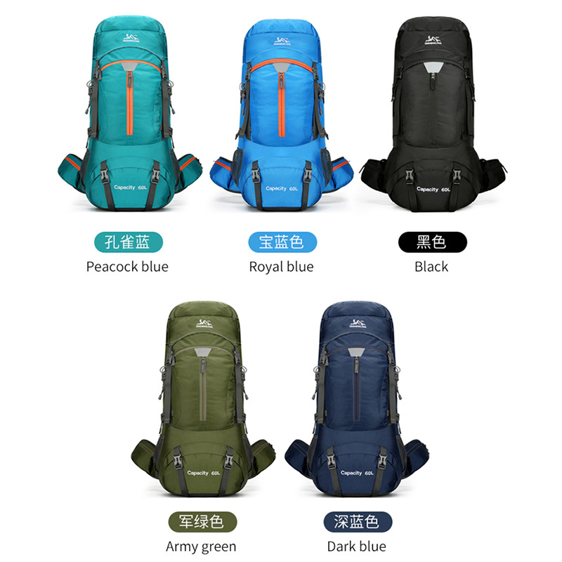 Mochila de Montañismo de 60 Litros en Tela de Oxford Transpirable para Deportes al Aire Libre