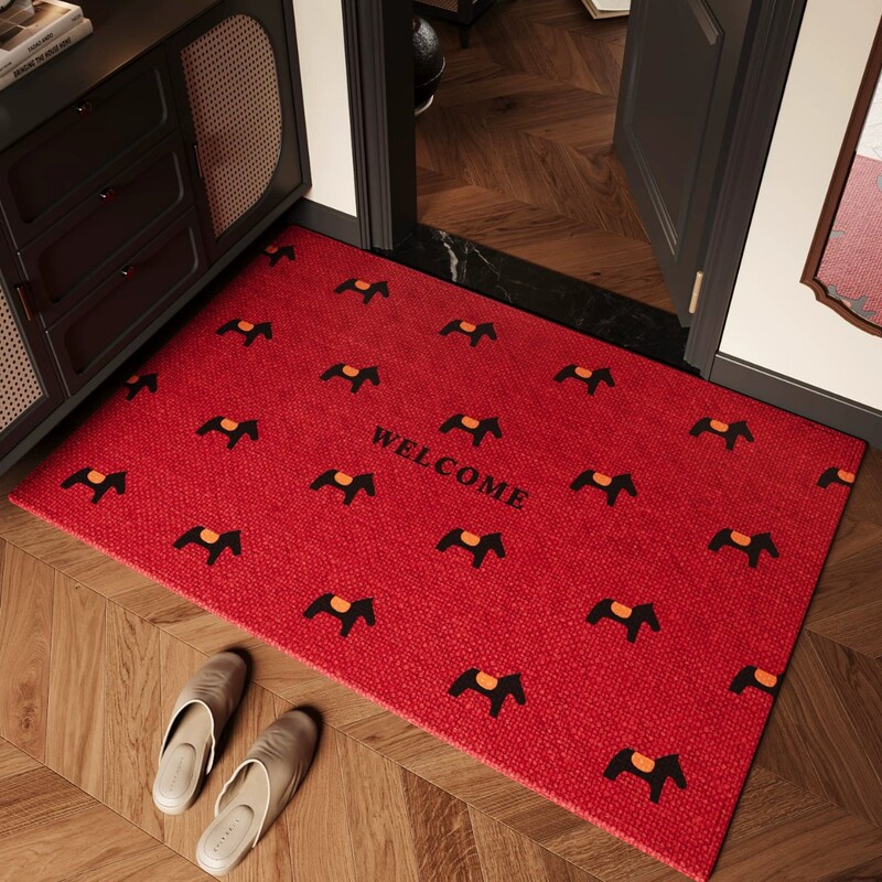 New Red Year of the Horse Diatomaceous Earth Floor Mat for Entrance, Dirt-Resistant Door Mat, Outdoor Anti-Slip Mat for the Main Entrance New Red Year of the Horse Diatomaceous Earth Floor Mat for Entrance, Dirt-Resistant Door Mat, Outdoor Anti-Slip Mat for the Main Entrance