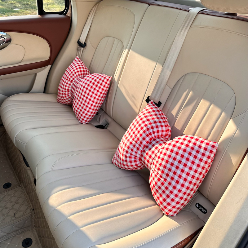 Bow Car Headrest, Neck Pillow, New Car Seat Cushion, Lumbar Pillow, Universal Decorative Car Lumbar Support for All Seasons