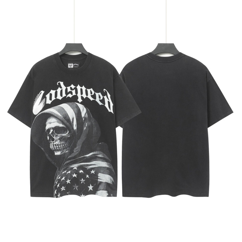 25ss アメリカのトレンディなブランド GOD ロックバンド ヒップホップ レタープリント 半袖 高品質 コットン Tシャツ カップル同スタイル|undefined