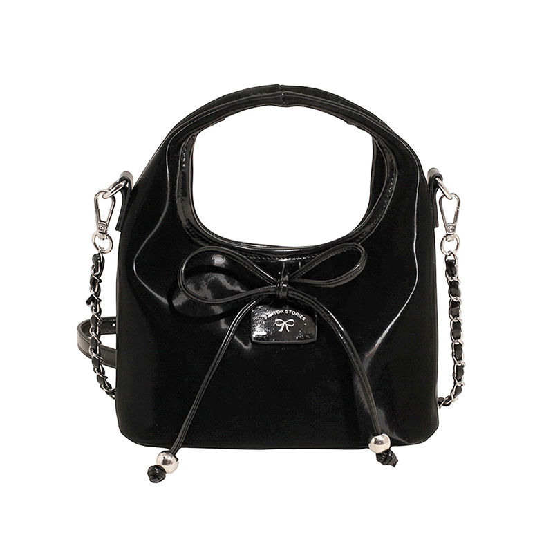 Bolso de moda coreano 2025 nuevo bolso de cadena bolso de hombro con textura esmerilada bolso de mensajero con lazo lindo