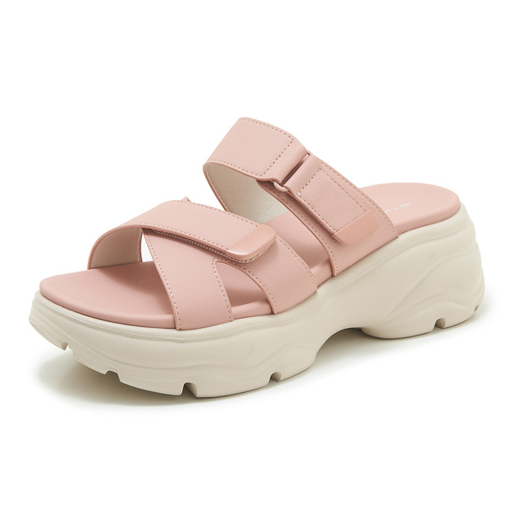 Dép sandal nữ đế dày quai chữ V có dán chống trượt phong cách thể thao — màu hồng, Xanh ngọc lam tốicolor, màu mơ chi tiết 22