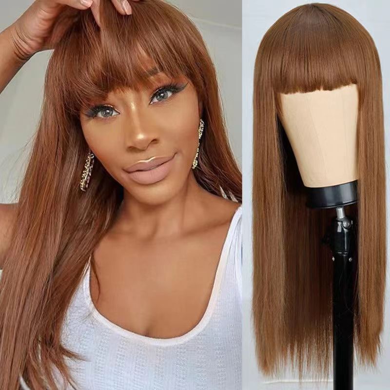 外国貿易ウィッグロングストレートヘアヨーロッパとアメリカの売れ筋人工毛ウィッグセットピンク前髪付きマルチカラーオプション在庫卸売|undefined