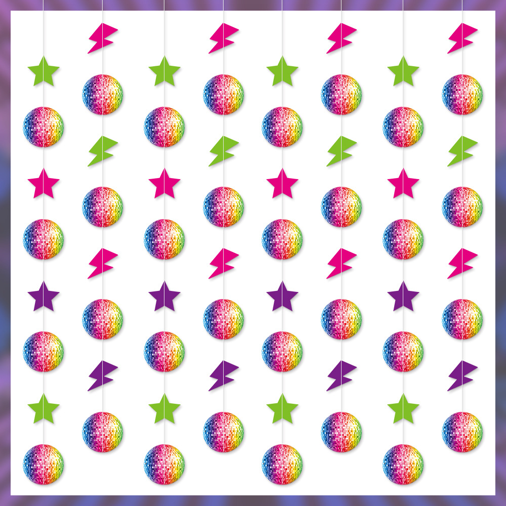 Nuevos productos transfronterizos de decoración de cumpleaños de discoteca colgante de línea tema de discoteca colgante de decoración de cumpleaños de fiesta colgante