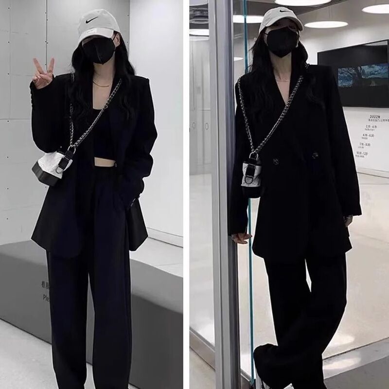 大码休闲西装套装女秋冬胖mm2-300斤高级感西服外套阔腿裤两件套|undefined