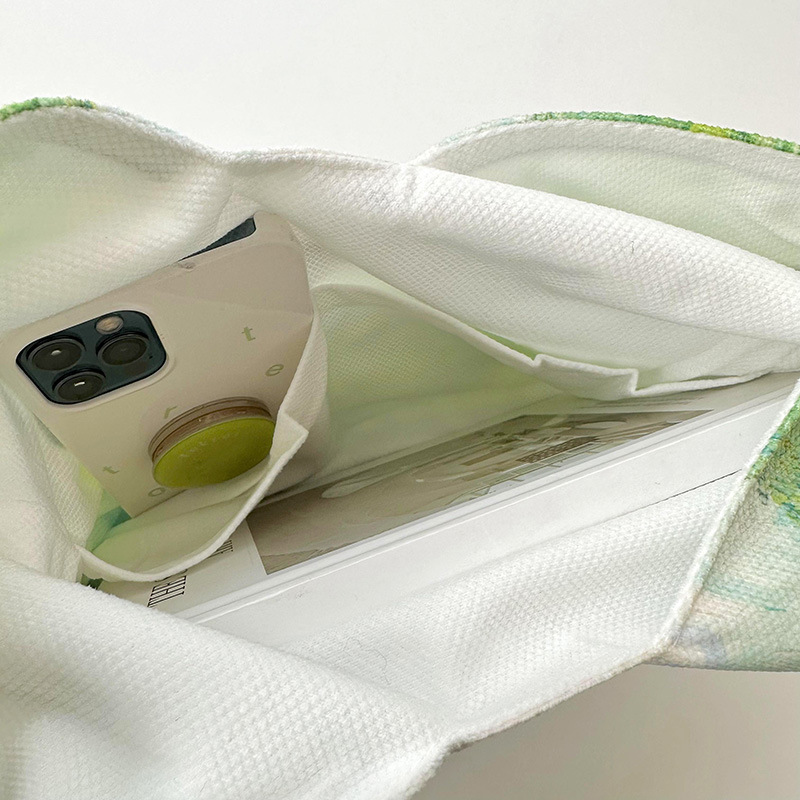 Nuevo artístico retro pintura al óleo bolso de las mujeres de la moda de estilo coreano todo-fósforo nicho de la calle de punto bolsa de las axilas bolsa de hombro