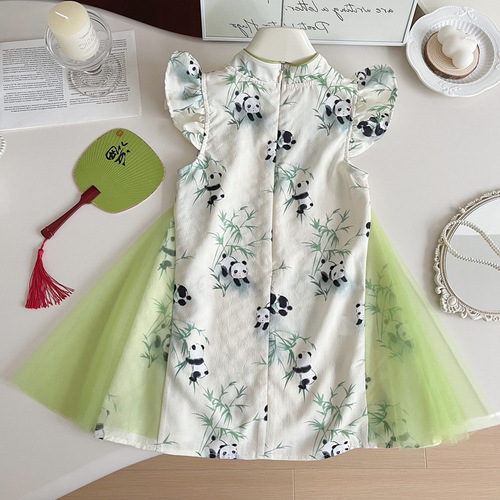 Girls' New Chinese Style Dress 2025 Cute and Stylish Princess Dress Baby Summer Chinese Style Cheongsam Dress Trendy