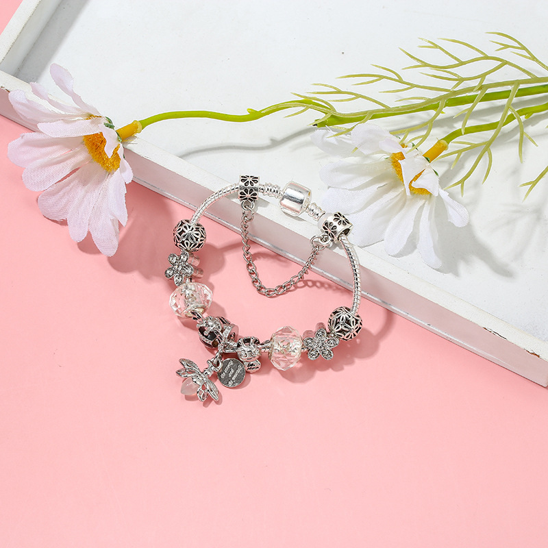 1 Pieza Moda Flor Plata Esterlina Embutido Piedras Preciosas Artificiales Pulsera display picture 5