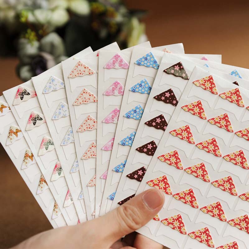 Factory wholesale floral corner photo wall fixed photo corner diy stickers 24 pieces a generation of cross-border