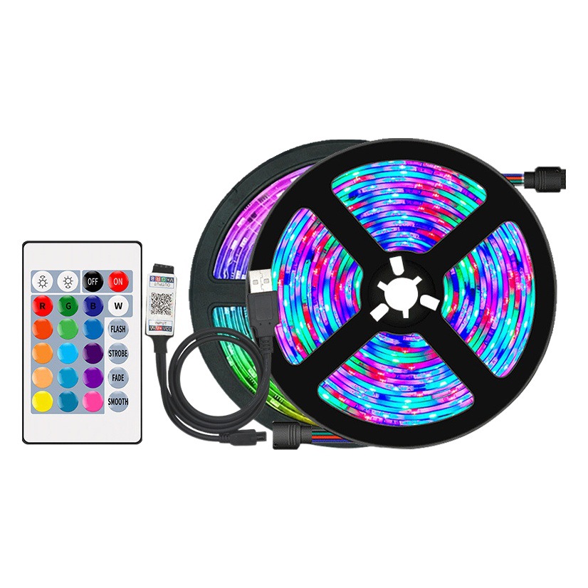 Tira de luz LED tira de luz de tres colores atenuación 5v impermeable 5050RGB autoadhesivo Bluetooth USB lineal luz de atmósfera de bajo voltaje