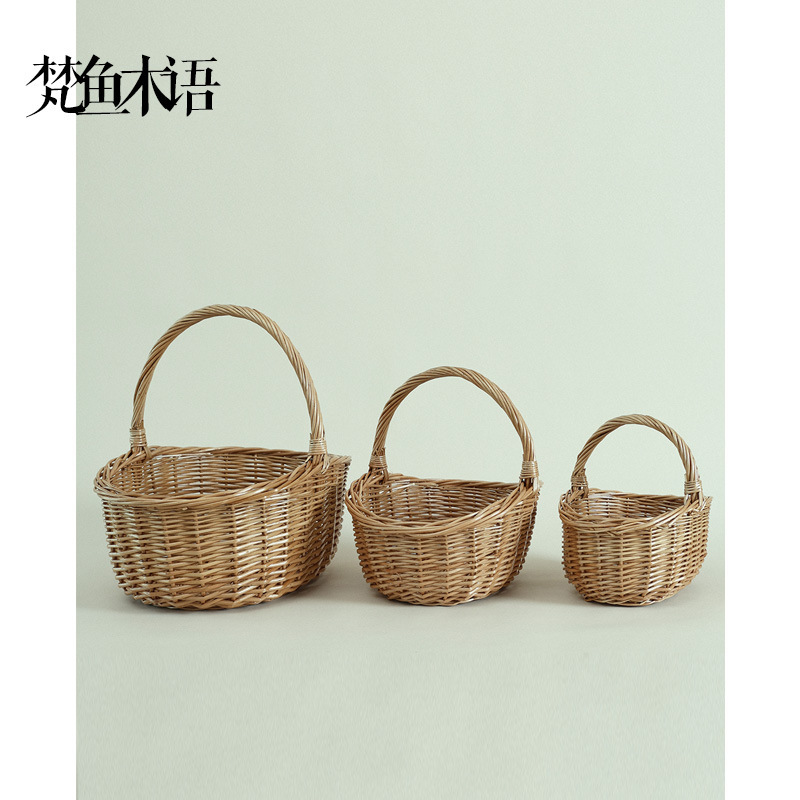 藤編み柳編み竹かご買い物かご小手提げかごピクニックかご用品ネット赤収納かご果物かご田園|undefined