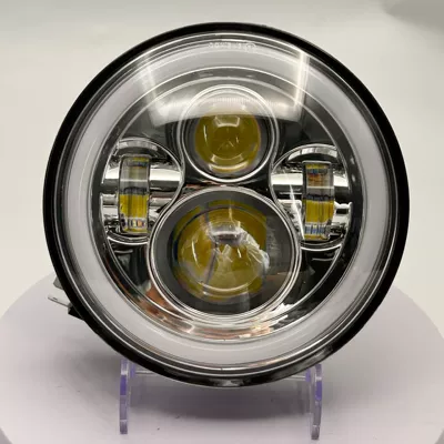 Cross-Border Wrangler Headlight Full Circle 4 Beads 7inch Silver Bottom Motorcycle Headlight Modified High and Low Beam Led Headlight (Ön faralar) - 4-beads-silver-base