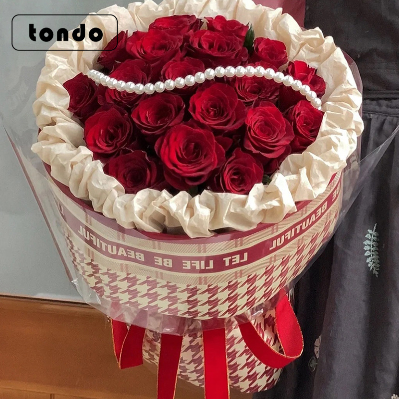 (procesamiento personalizado) papel de embalaje de flores serie de papel de lujo ligero ramo de flores papel de embalaje al por mayor