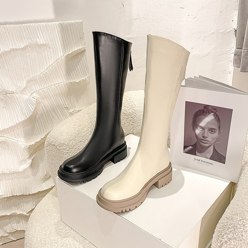 Long for women in autumn winter 2024, new small stature, inner height increase, knight boots, niche thick soles, slanted_voghion.com