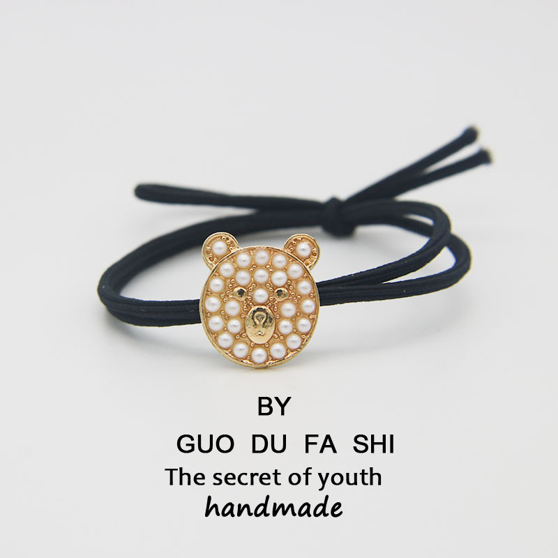 韓式珍珠小熊頭繩 網紅ins米奇發繩高彈力橡皮筋扎馬尾小兔子發圈