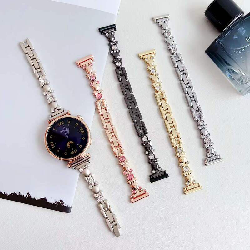 Suitable for Huawei Gt5 Watch Strap Watch4Pro Watch Strap Xiaomi 89 Diamond Bear Samsung Watch Metal Chain
