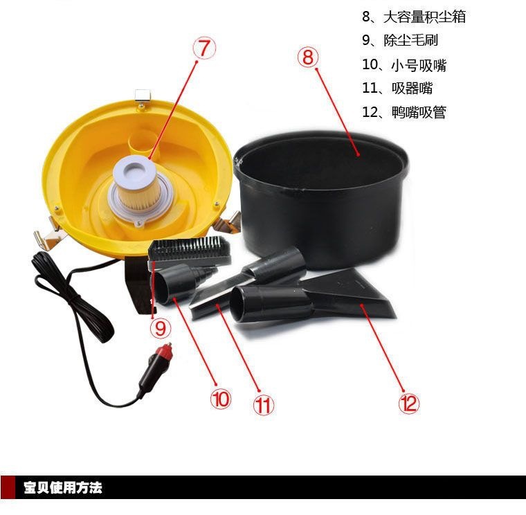 Car vacuum cleaner, small car vacuum cleaner for use inside the vehicle, handheld dual-use with strong suction power