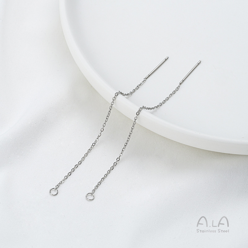 Steel natural color fine ear line 1 pair of 2