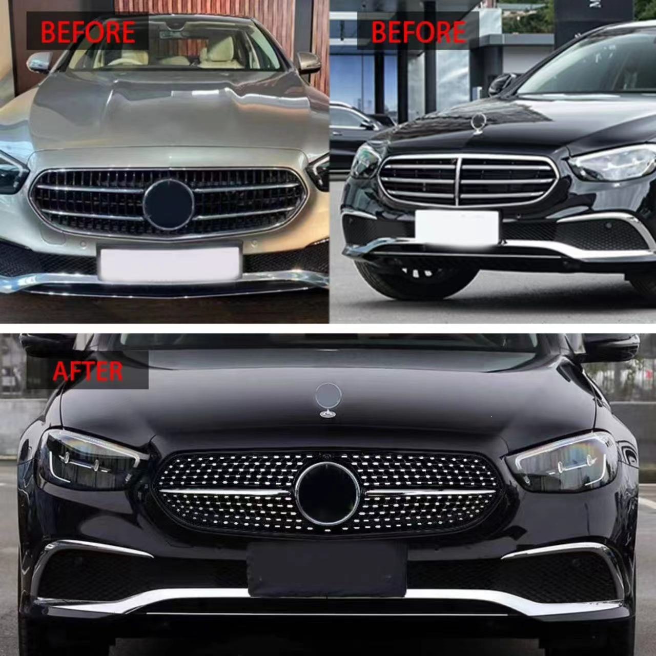 Suitable for 2021-2023 E-Class Standard Version W213 Modified Full Star Style Front Grille