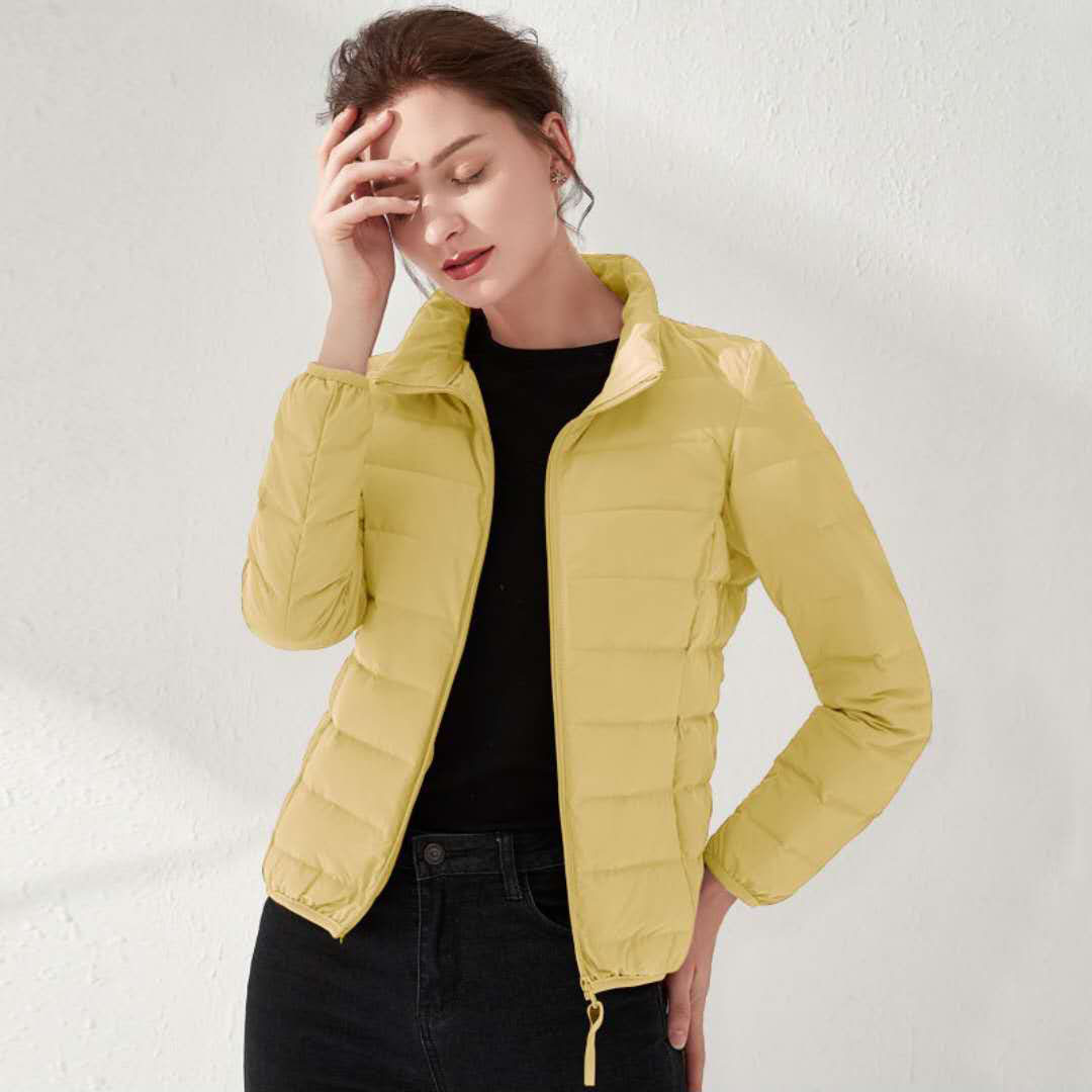 Tik Tok transfronterizo caño invierno plumón chaqueta de mujer ligera corta estilo coreano sin costuras en un tejido de gran tamaño abrigo caliente moda image 7