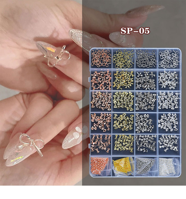 24-grille Strass En Boîte Plat En Verre Fantaisie Diamants De Forme Mixte Diy Nail Ornement Ensemble display picture 1