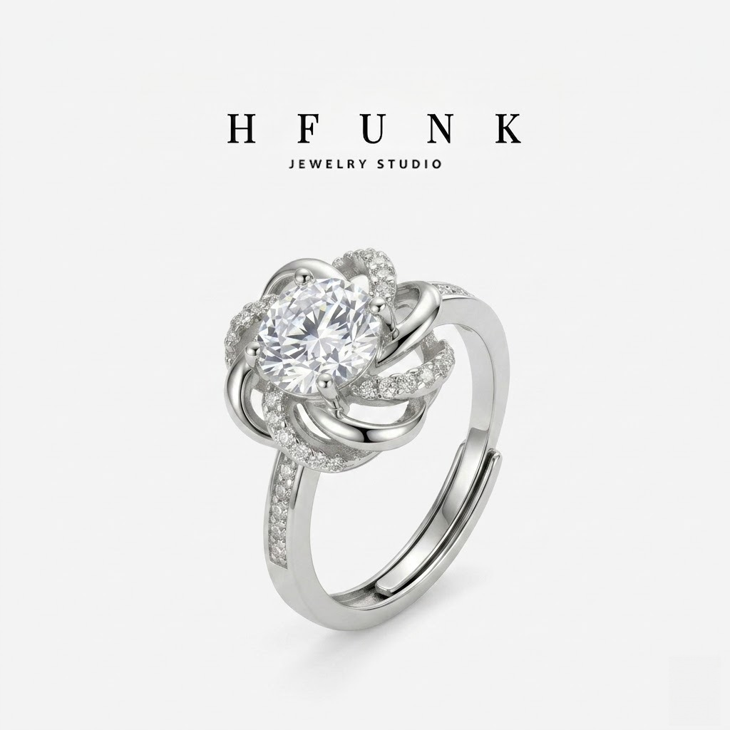 Hollow Flower Diamond Ring 2026 New Model Eight Hearts Eight Arrows Personalized Light Luxury High-End Niche Design Floral Women's Ring