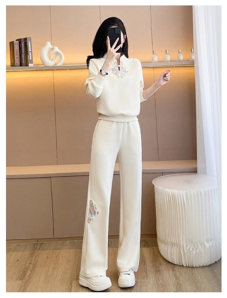 Damen Freizeit Sportanzug Set Mit Kapuzenpullover Und Weiter Hose_voghion.com