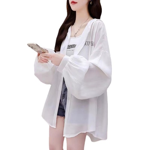 Qimifeng summer sun protection clothing for women, fashionable sports breathable air-conditioned shirts, trendy loose outdoor sun protection clothing