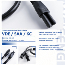 美规UL三插双梅花尾电源线2.5A 250V环保美国AC电源插头及连接器