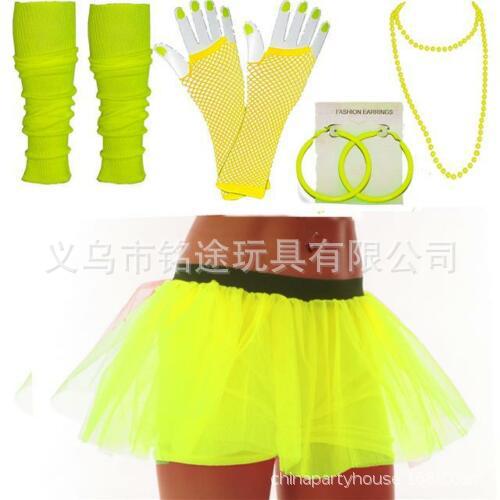 Década de 1980 80 s rodilla Padrón guantes pendientes collar de 1920 Flapper niña vestido