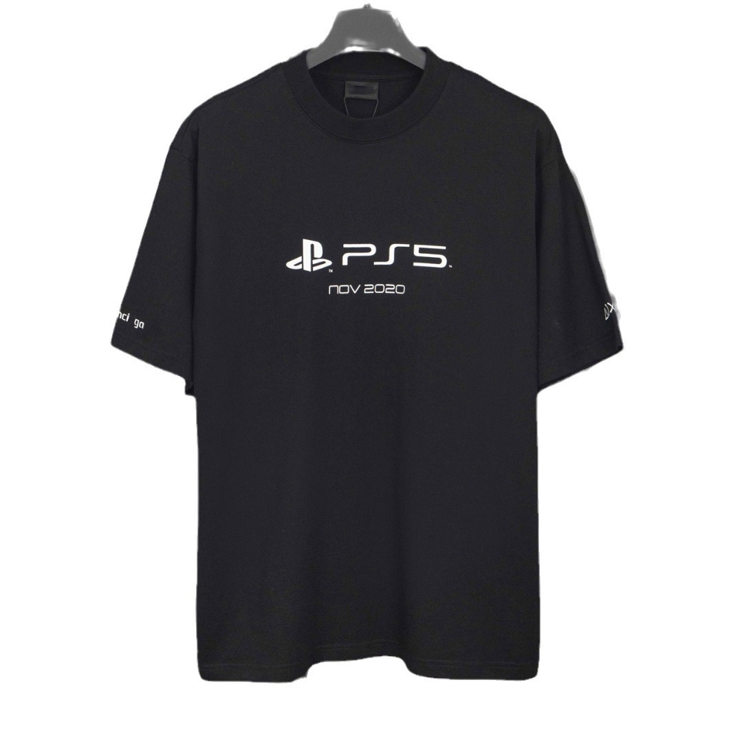 高バージョンパリ2024新型連名ps 5文字幾何学模様プリント男女半袖tシャツメーカー直出