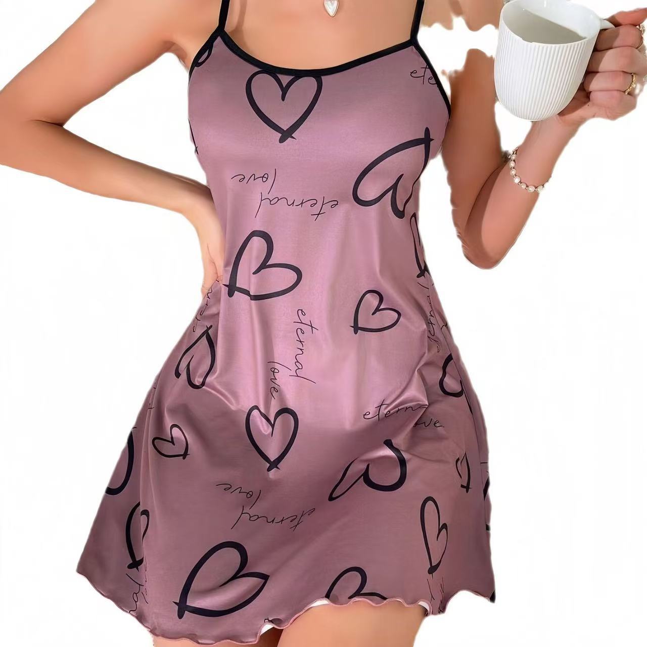 Transfronterizo europeo y americano sexy Amazon nueva falda con tirantes ropa de hogar camisón camisón vestido estampado camisón pijama