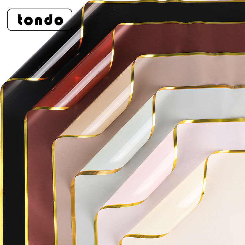 跨境专供金离子双面烫金鲜花包装纸防水包装纸玫瑰花束包花纸