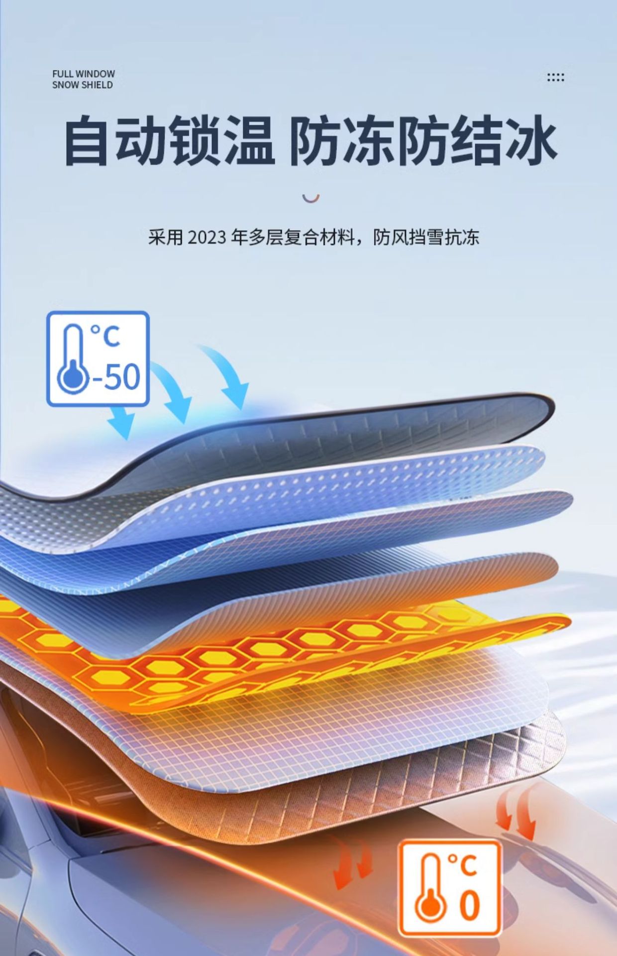 Car snow cover anti-snow cover winter car cover front shield anti-freezing cover anti-frost window cover cloth car coat winter thickened