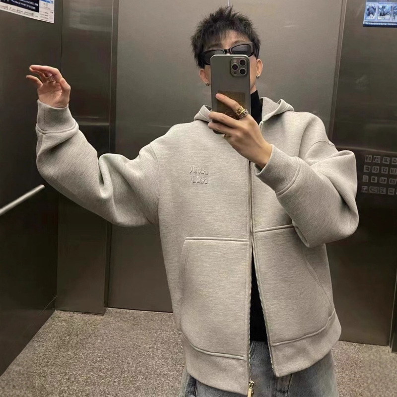 2025 Early Autumn New Original Label Miu Miaojia Xiaohongshu Internet Celebrity Space Cotton Sweatshirt Jacket for Men and Women